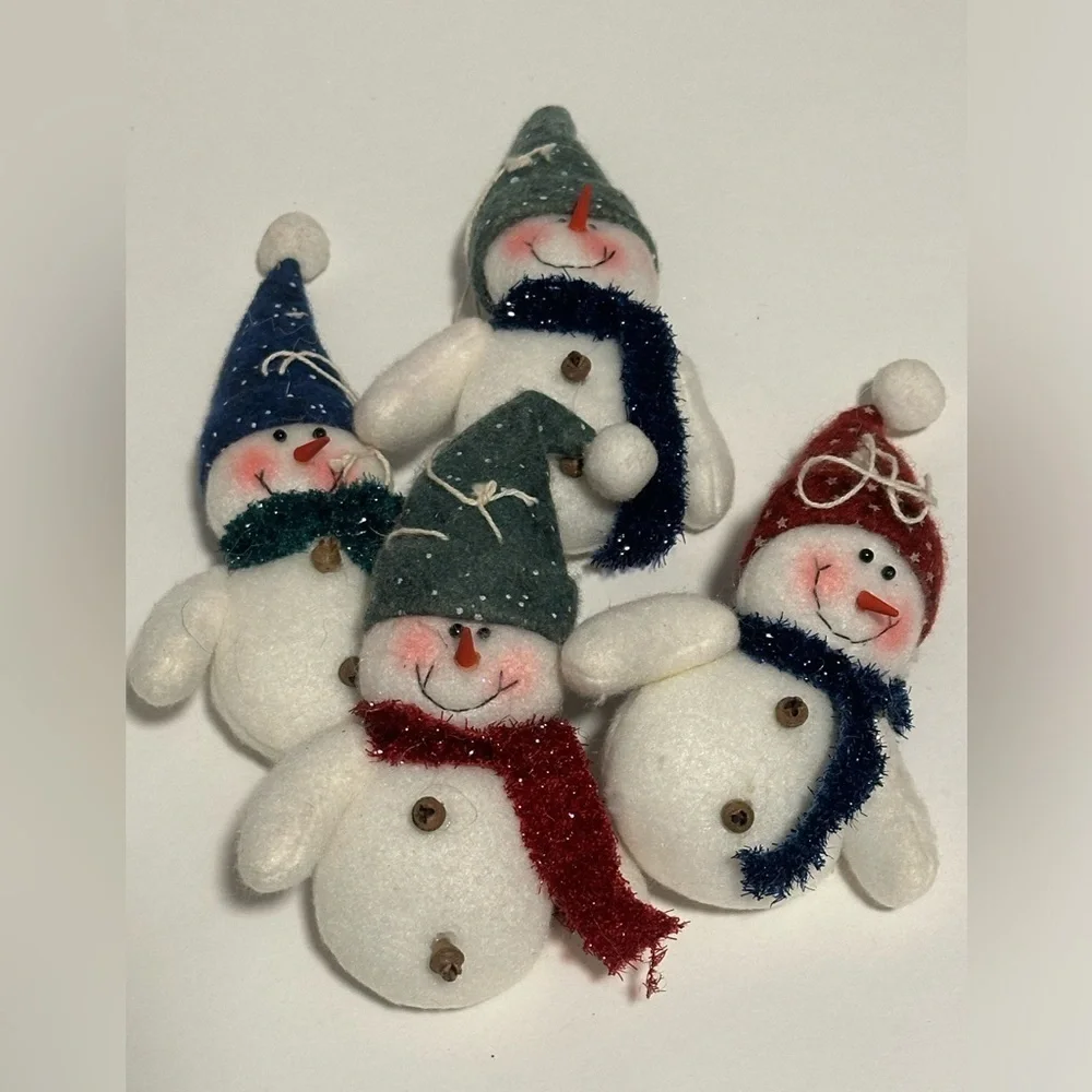 Large Collection of Stuffed Snowman Ornaments